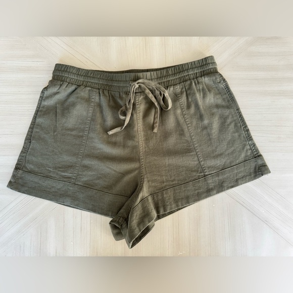 Universal Thread Olive Green Linen-Blend Shorts – Size Medium - Picture 5 of 11
